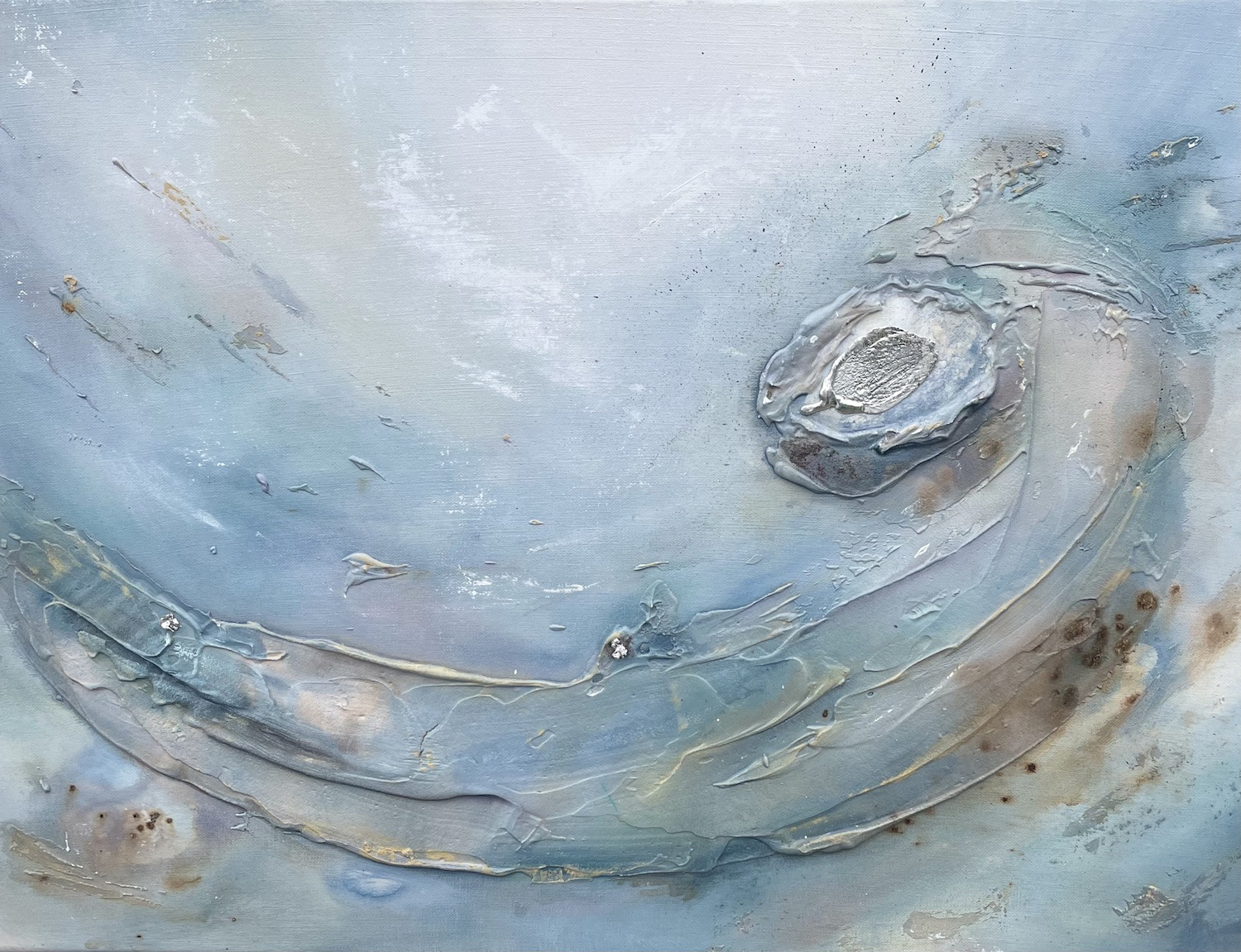 Estuary Pearl a contemporary mineral painting by Ali Sweeting. Texture using Cornish tin and minerals