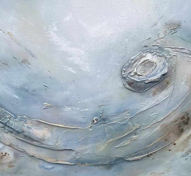 Estuary Pearl, close up view of painting inspired by coastline of Cornwall