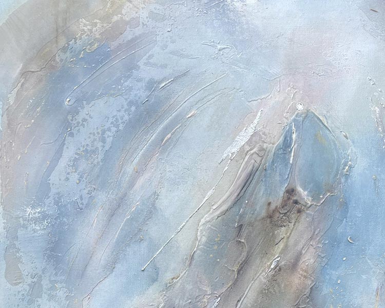 A close up of Returning Tide a mineral painting by Ali Sweeting