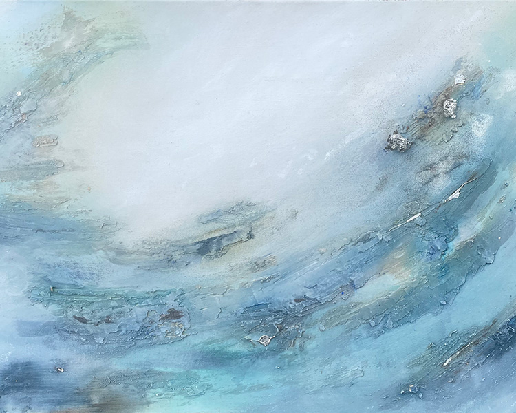 A close up of Tidal Echo painting with Cornish Tin