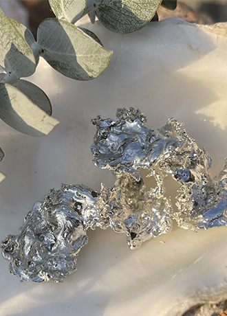 Cornish Tin placed on oyster shell. Inspiration for artist Ali Sweeting